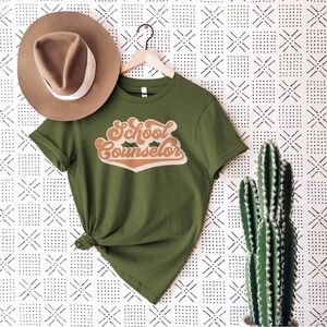 Bella Canvas Olive Green “School Counselor” Graphic Tee